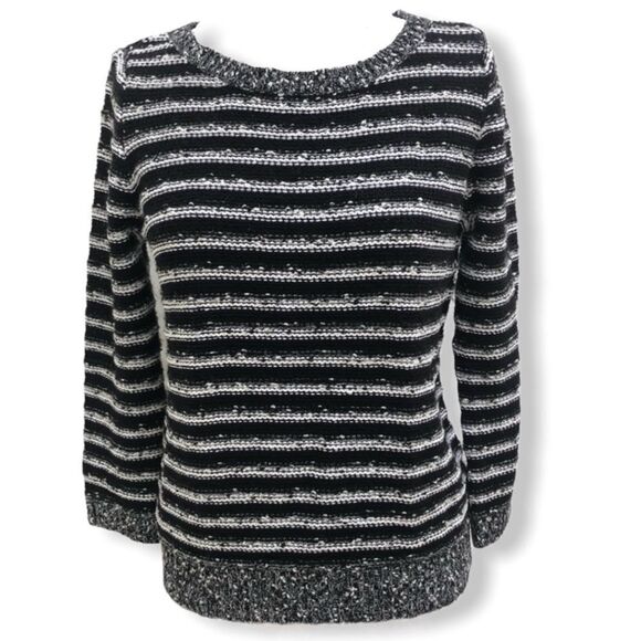 LOFT Black and Blue Striped Sweater Size Small - Picture 1 of 6
